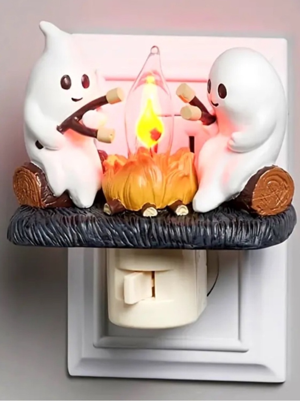 NIGHT LIGHT🎃 MOOD LIGHT Halloween Ghost Campfire Flickering Night Light -CUTE!
